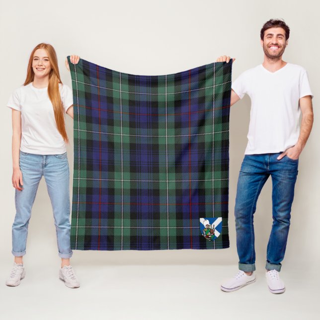 Manta Polar Escocia MacKenzie Blue Tartan Plaid moderno (In situ)