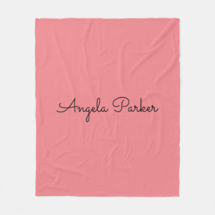 Manta Polar Escritura a mano Nombre profesional simple rosa si