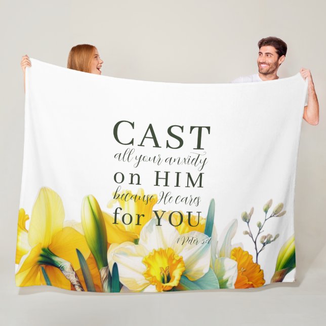 Manta Polar Escritura floral 1 Peter 5:7 (In situ)