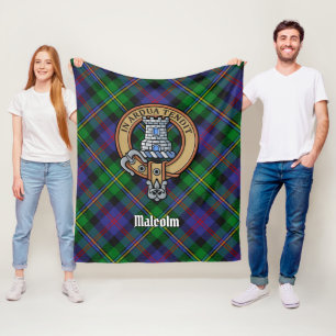Manta Polar Escudo de armas del Clan Malcolm sobre tartán