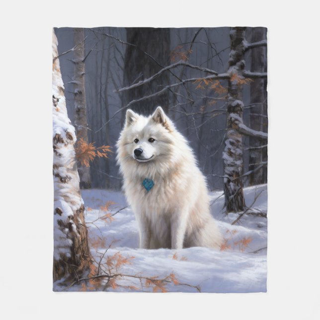 Manta Polar Eskimo Americano Dejad que nieve Navidad (Anverso)