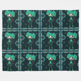 Manta Polar Esmeralda de Lolita gótica y negro