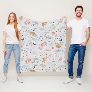 Manta Polar Espacio Animales - textura gris