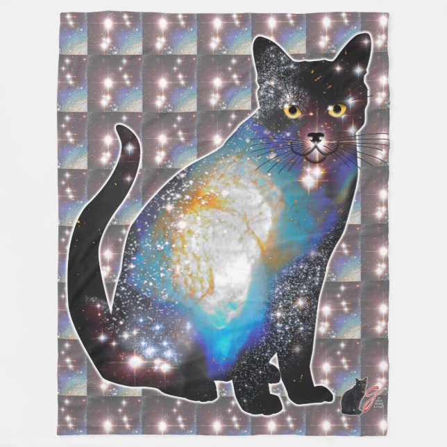 Manta Polar Espacio Cosmos En La Cama De La Fleece Cat (Anverso)