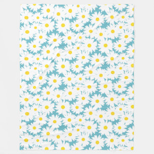 Manta Polar Espacio negativo Daisies amarillo blanco sobre azu