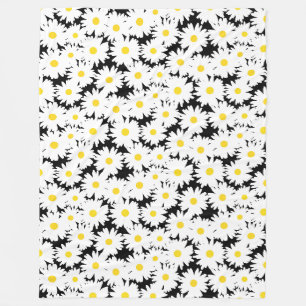 Manta Polar Espacio negativo Daisies amarillo blanco sobre neg