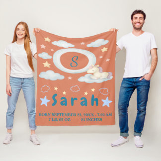 Manta Polar Espectacular Baby Blanket con estrellas y nubes