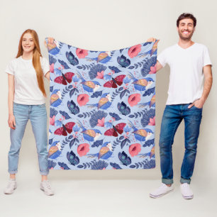 Manta Polar Espectacular patrón floral de arte folclórico