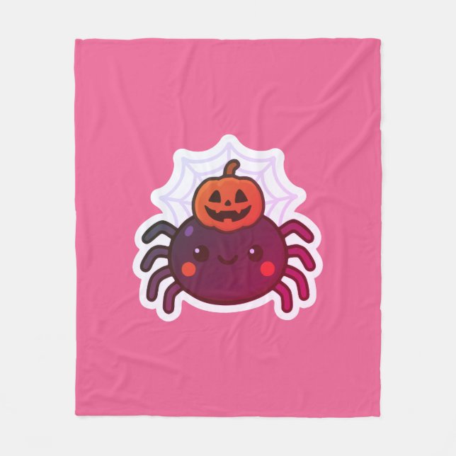Manta Polar Espeluznante Araña de Halloween Kawaii (Anverso)