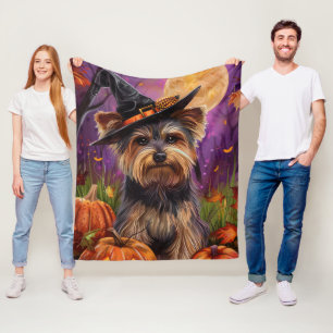 Manta Polar Espeluznante Biewer Terrier Halloween Bruja Y Cala