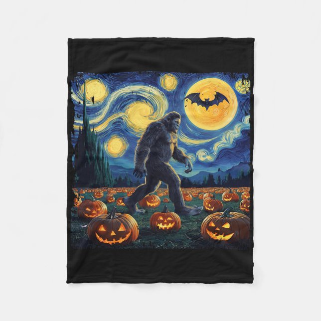 Manta Polar Espeluznante Halloween Bigfoot Starry Night Van Go (Anverso)