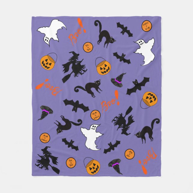Manta Polar Espeluznante Ícono De Halloween Icono De Fleece Pú (Anverso)