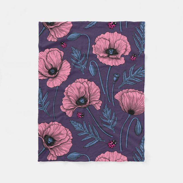 Manta Polar Espías rosadas en violeta oscuro (Anverso)