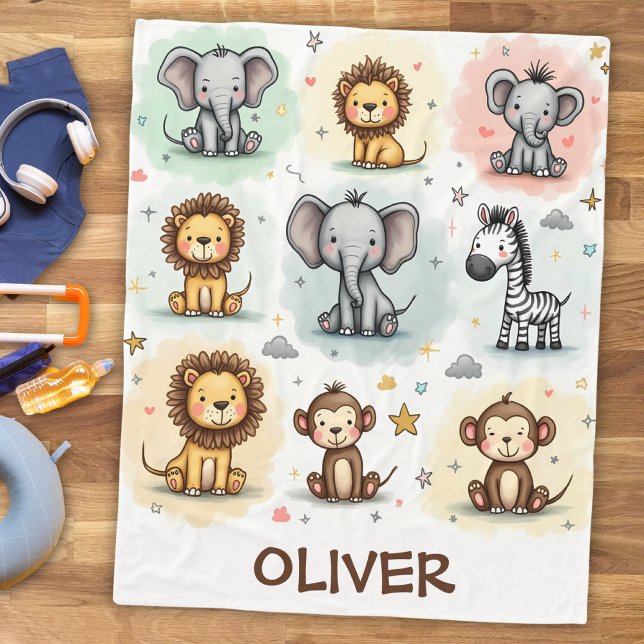 Manta Polar Espinosa acuarela Safari Animal Doodles (Subido por el creador)