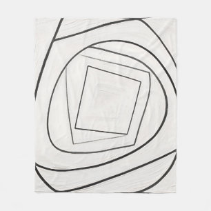 Manta Polar Espiral Cuadrada Abstracta Blanco Negro
