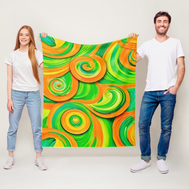 Manta Polar Espiral verde y Naranja (In situ)
