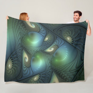 Manta Polar Espirales Verde azulado Beige Verde Resumen arte f
