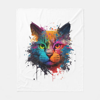 Manta Polar Esplash de tinta de neón de gato corto