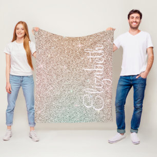 Manta Polar ¡Espuma! Rosa personalizado Purpurina de oro irlan