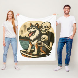 Manta Polar Esqueleto con Perro en Arte de Terror del Lago Emb
