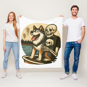 Manta Polar Esqueleto con Perro en Arte de Terror del Lago Emb