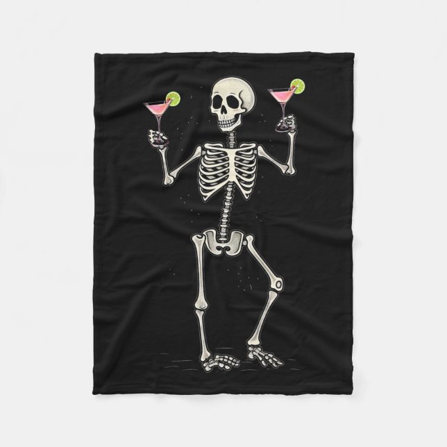 Manta Polar Esqueleto de Halloween Beber cola cosmopolita (Anverso)