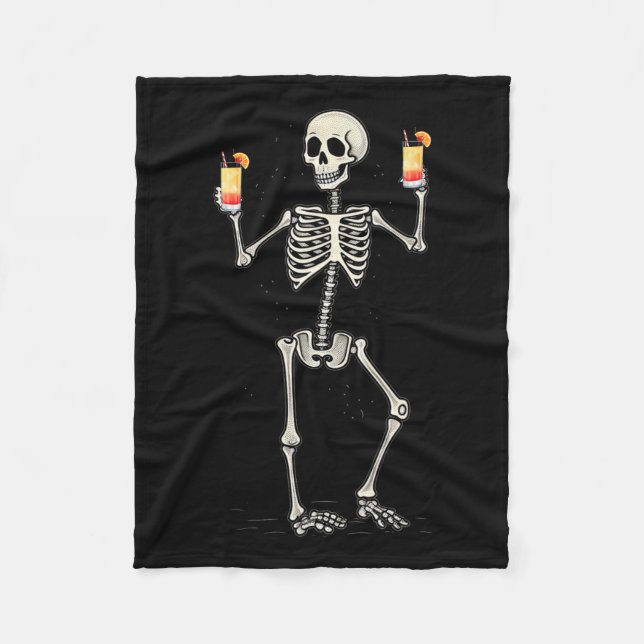 Manta Polar Esqueleto de Halloween Beber Tequila Tail (Anverso)