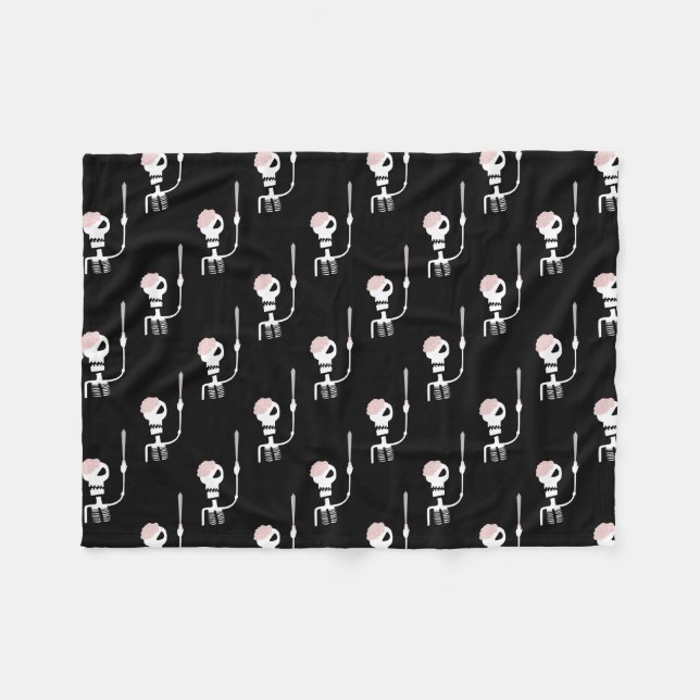 Manta Polar esqueleto de Halloween con una espada  (Frente (Horizontal))