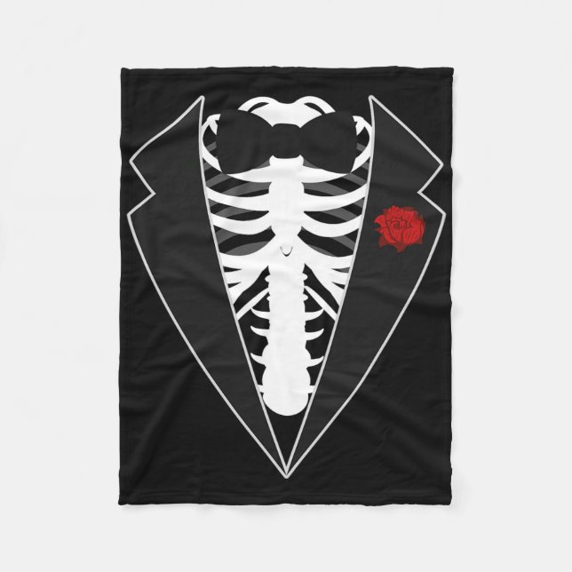 Manta Polar Esqueleto de Halloween Disfraz de Tuxedo (Anverso)