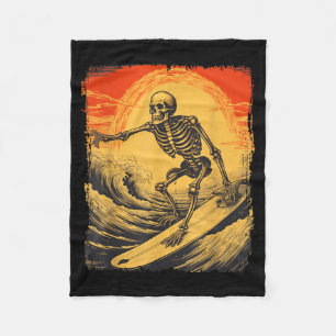 Manta Polar Esqueleto de Halloween surfando en tabla de surf t