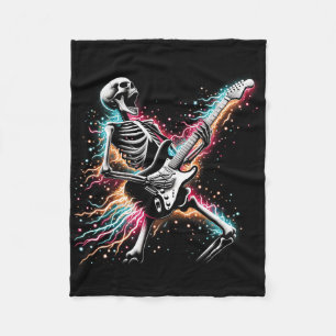Manta Polar Esqueleto De Halloween Tocando Guitarra - Rock And