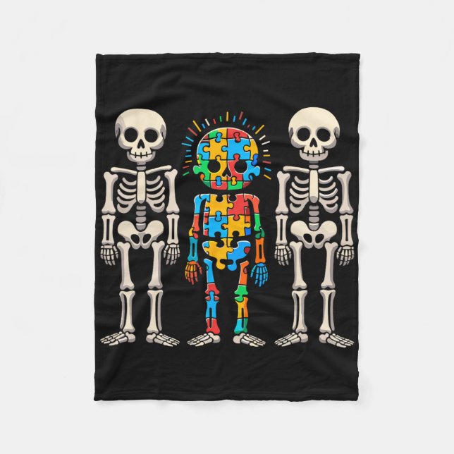 Manta Polar Esqueleto de sensibilización sobre autismo (Anverso)