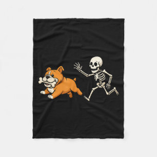 Manta Polar Esqueleto Divertido Bulldog Halloween Perro Mamá A