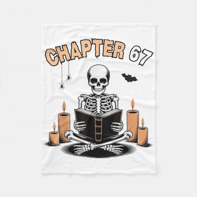 Manta Polar Esqueleto divertido de Halloween leyendo libro 67  (Anverso)