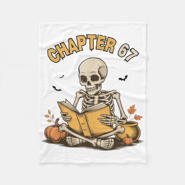 Manta Polar Esqueleto divertido de Halloween leyendo libro 67  (Anverso)