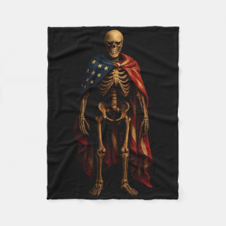 Manta Polar Esqueleto Patriótico Bandera Americana Horror Góti