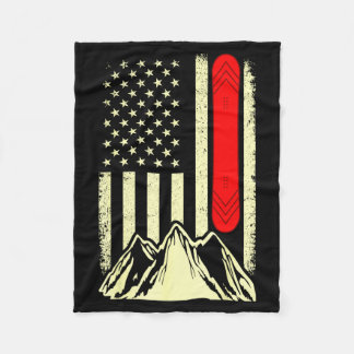 Manta Polar Esquí con snowboard bandera americana