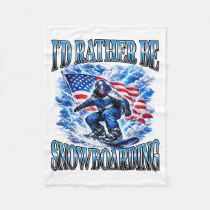 Manta Polar Esquí patriótico con bandera americana deporte de