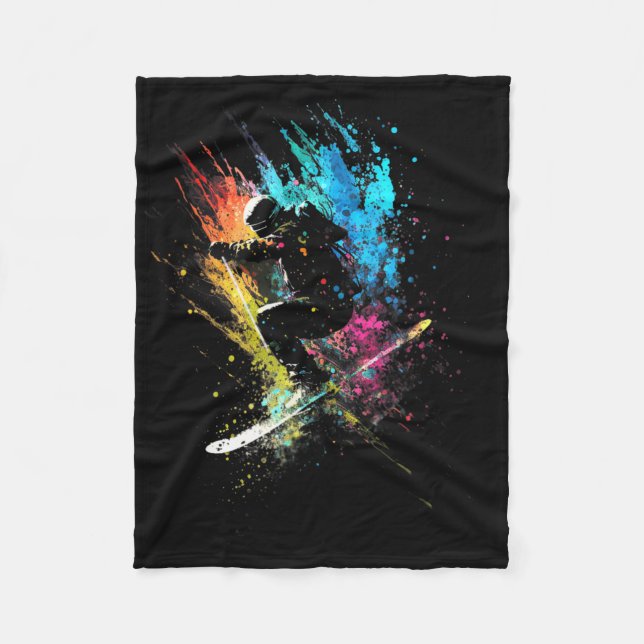 Manta Polar Esquiador Splash Art Estilo Libre Esquí Esquí Retr (Anverso)