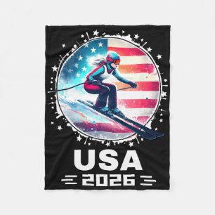 Manta Polar Esquiadora Equipo De Esquí Usa 2026 Esquí Bandera