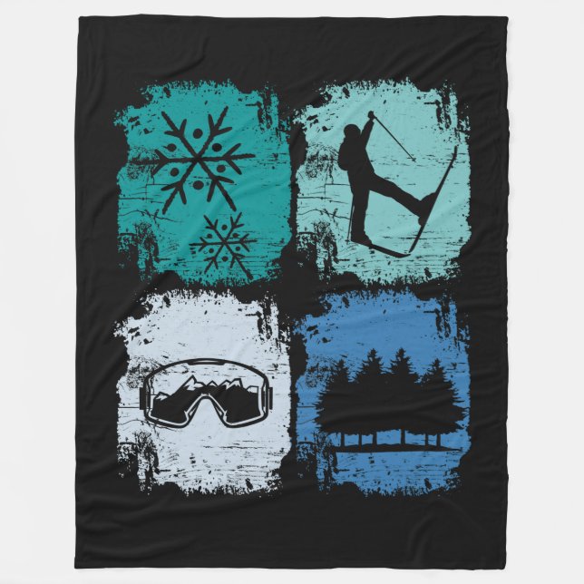 Manta Polar Esquiadores Deportes de Invierno (Anverso)