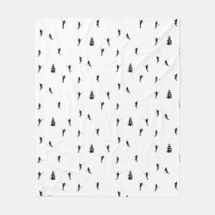 Manta Polar Esquiar Moderno Esquiador de Esquí Blanco y Negro