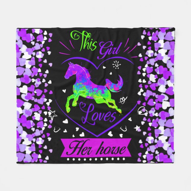 Manta Polar Esta Chica ama su caballo (Frente (Horizontal))