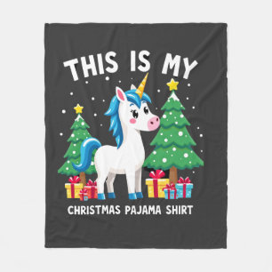 Manta Polar Esta es Mi Camisa de Pijama de Navidad Unicornio P