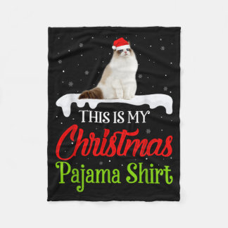 Manta Polar Esta Es Mi Camiseta De Pijama De Navidad Gato Ragd