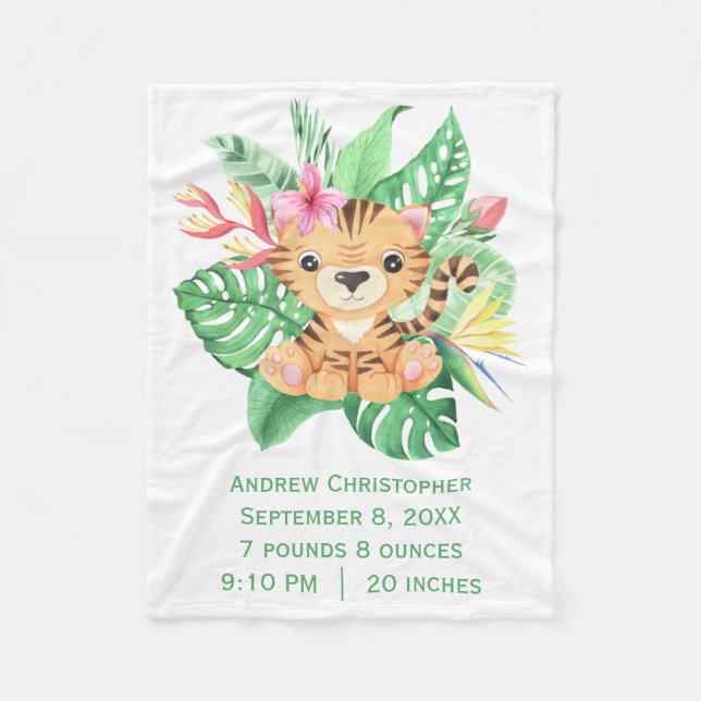 Manta Polar Estadísticas de nacimiento de flores tropicales de (Anverso)