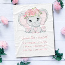 Estadísticas de Nacimiento Elefante Bebé Rosa Bebé