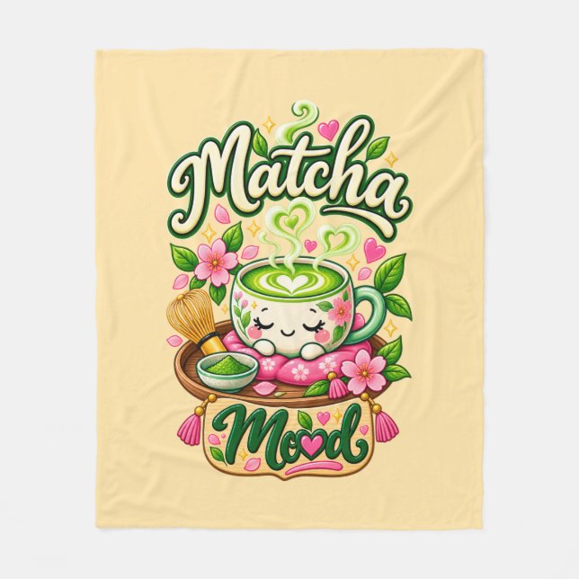 Manta Polar Estado de ánimo de Matcha – Té de Matcha Kawaii Ad (Anverso)