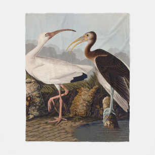 Manta Polar Estampa Clásica de Pájaro Ibis Blanco de John Jame