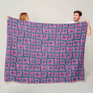 Manta Polar Estampa floral moderna en bloque rosa margarita